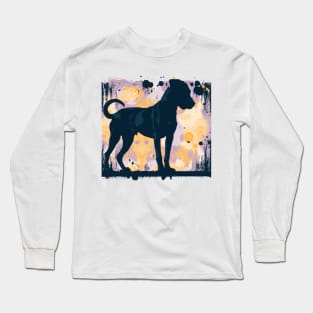 Black Mouth Cur Dog Stencil Artwork Long Sleeve T-Shirt